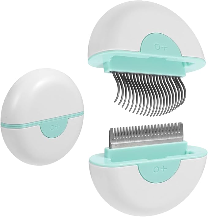 Luxshiny Pet Cat Hair Comb Brush with Comfortable Non Slip Handle Gentle Grooming Rake for Loose Hair and Tangle Removal Portable Mint Green Massage Tool for Shiny Fur Maintenance