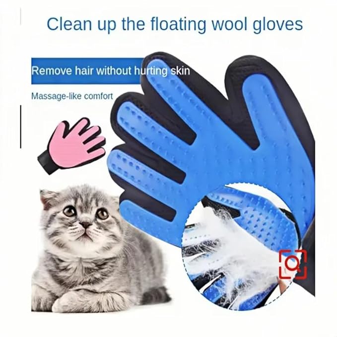 Pet Grooming Glove – Dog and Cat Hair Remover, Deshedding Cleaning Glove with Massage Brush, Pet Grooming Supplies