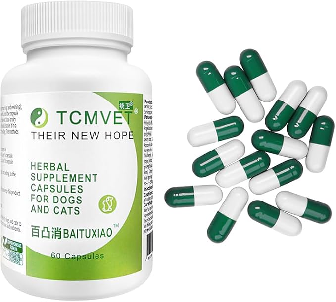 Baituxiao Herbal Supplement for Cats – Supports Lumps, Bumps, and Lipoma Dissolution with Immune Boosting Formula – 60 Capsules