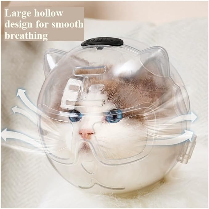 Pet Supplies, Cat Space Head Cover, Cat Head Cover, Anti Bite, Bathing, Nail Cutting, Fighting, Scratching, Licking (Cat Ear Space Head Cover (Transparent), Small)