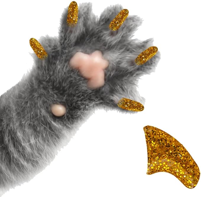 6 Month Piece Soft Nail Caps with Adhesive for Cat Claws - 24 Karat Gold Large
