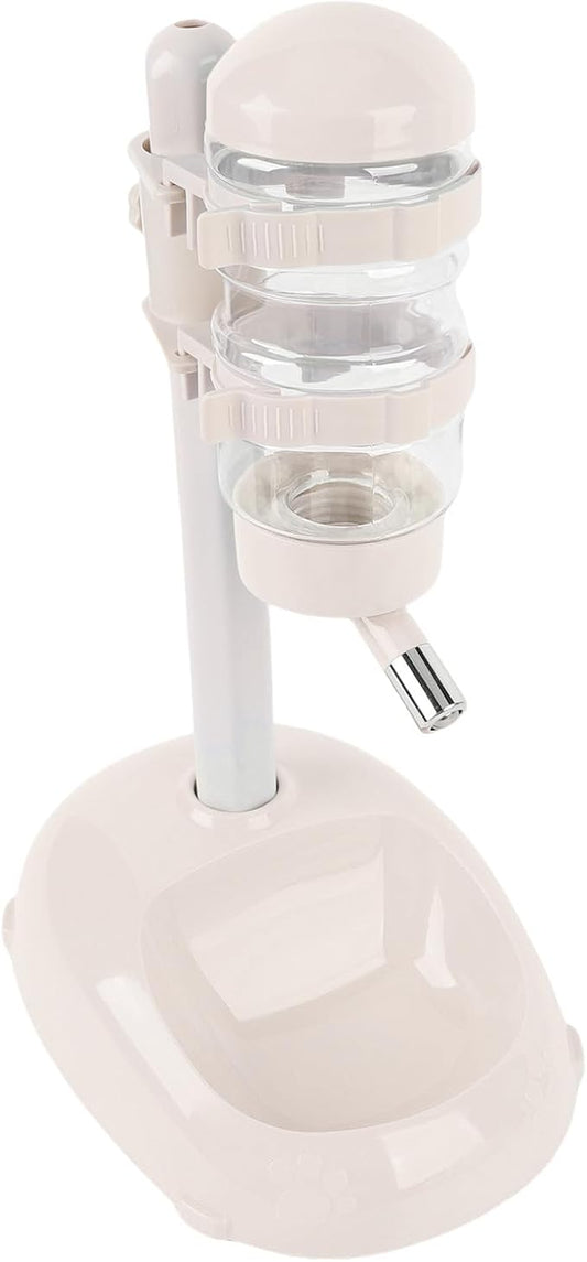 Pet Standing Water Dispenser, Adjustable Height Dog Water Bottle, with Food Feeder Bowl for Small Dogs Cats (Beige)