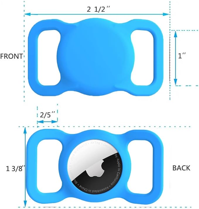 SWINCHO for AirTag Dog Collar Holder [2 Pack] Waterproof High-Strength Elastic Silicone Dog Cat Air Tag Holder(Blue&Pink)