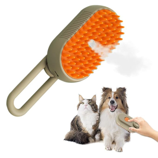 Cat Steam Brush, Steamy Pet Brush Water Brush for Cats and Dogs, Multifunctional Pet Hair Comb Cat Brush with Steam, Grooming Brush Spray Comb for Dogs and Cats (C- Khaki)