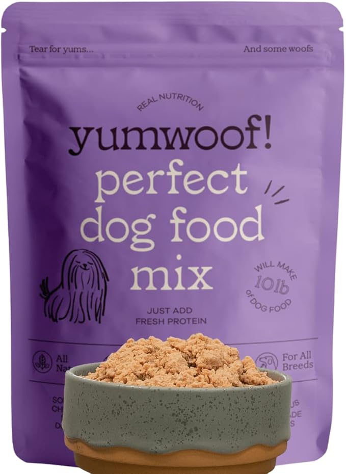 Yumwoof Perfect Dog Food Mix New (Healthy Grains) Recipe with Improved Taste | Makes 10 Pounds Fresh Homemade Food | Mix Turkey, Beef, Pork, Bison, Lamb, Elk & More | Human Grade, Low Carb & Non-GMO