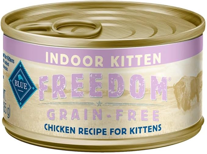 Blue Buffalo Freedom Grain-Free Kitten Wet Cat Food, Complete & Balanced Nutrition for Kittens, Made with Natural Ingredients, Chicken Recipe, 3-oz. Cans (24 Count)