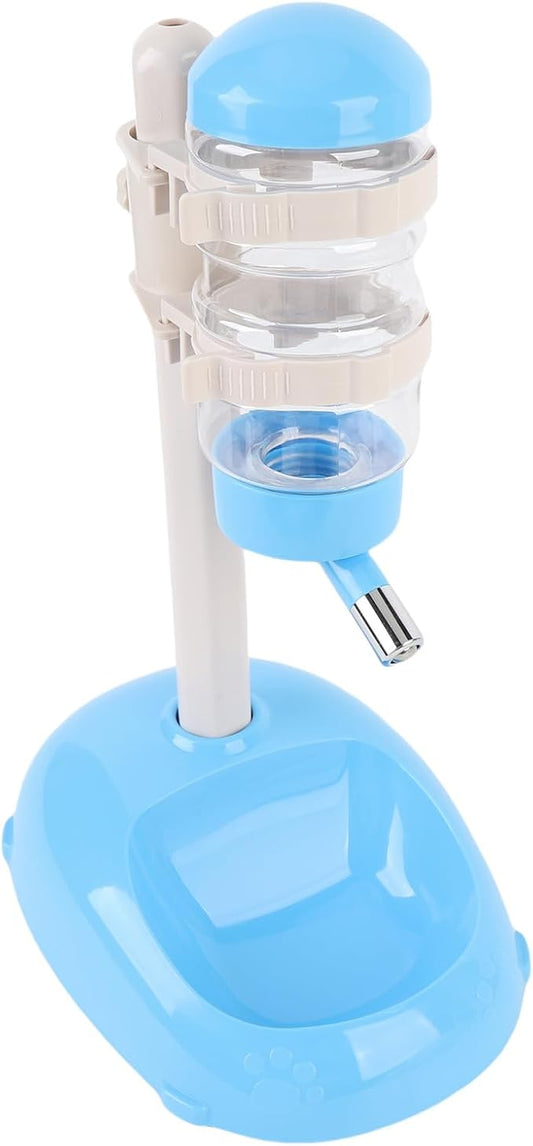 Pet Standing Water Dispenser, Adjustable Height Dog Water Bottle, with Food Feeder Bowl for Small Dogs Cats (Blue)