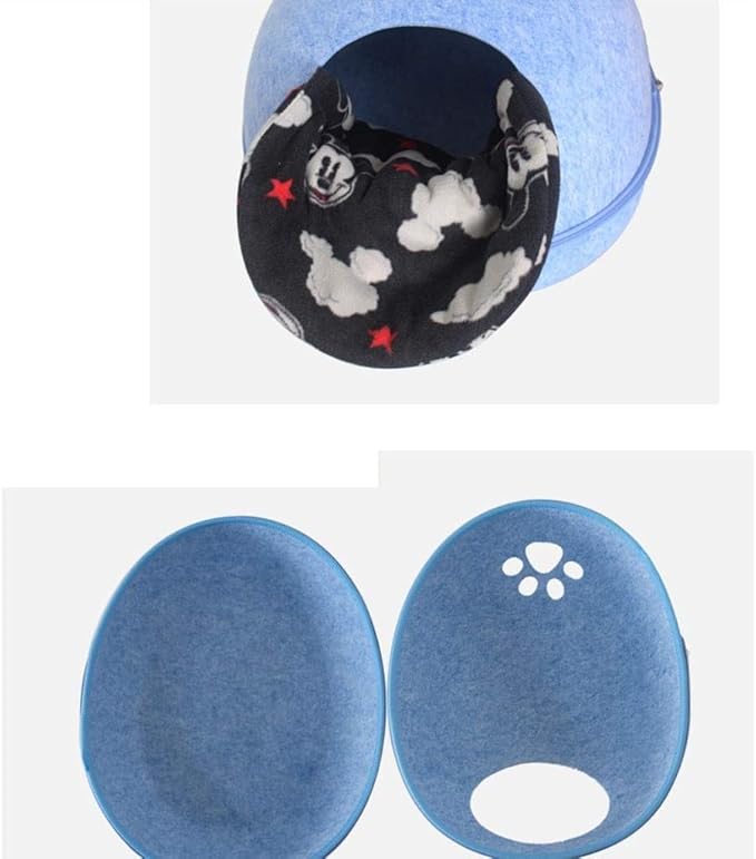 Ultra Soft Material Dog Cat Bed Cave Sleeping Bag Zipper Egg Shape Pet Felt Cloth House Nest Basket for Cats Animals Supplies Washable Pet Bed(Grey,52 * 44 * 30cm)