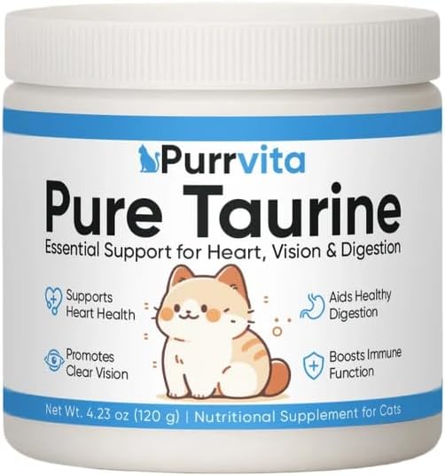Taurine for Cats, Pure Taurine Powder for Cats, Mix-in Formula for Cat Food, Supports Overall Vitality, Essential Amino Acid for Cat Wellness, 120 g (4.23 oz)