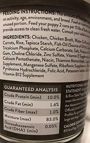 Puppy Chicken & Rice Stew Shreds (3) 10 Ounce Cans