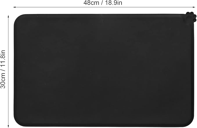 Silicone Non Slip Pet Feeding Bowl Mat for Dogs, Leakproof Dog Placemat for Food and Water, 11.8x18.9in Pet Supplies (Black)