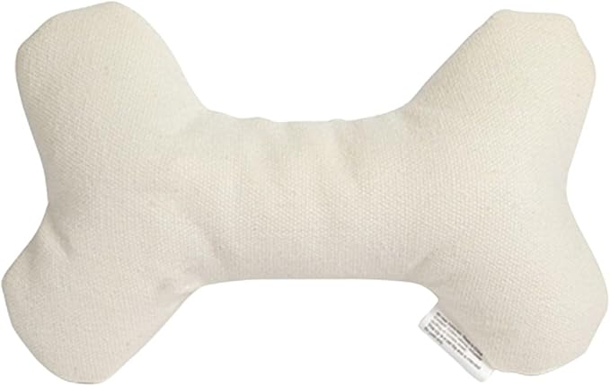 Durable Cotton Canvas Squeaky Dog Toy – Eco-Friendly Interactive Chew Toy for Small to Large Dogs-T-Bone (White)