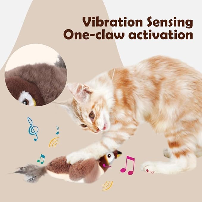 AIIONP Bird Cat Toy, 2026 New Flying Bird Cat Toy, Simulation Interactive Chirping Bird Cat Toys with Flapping Wings for Indoor Cats Kitten Toy (D)