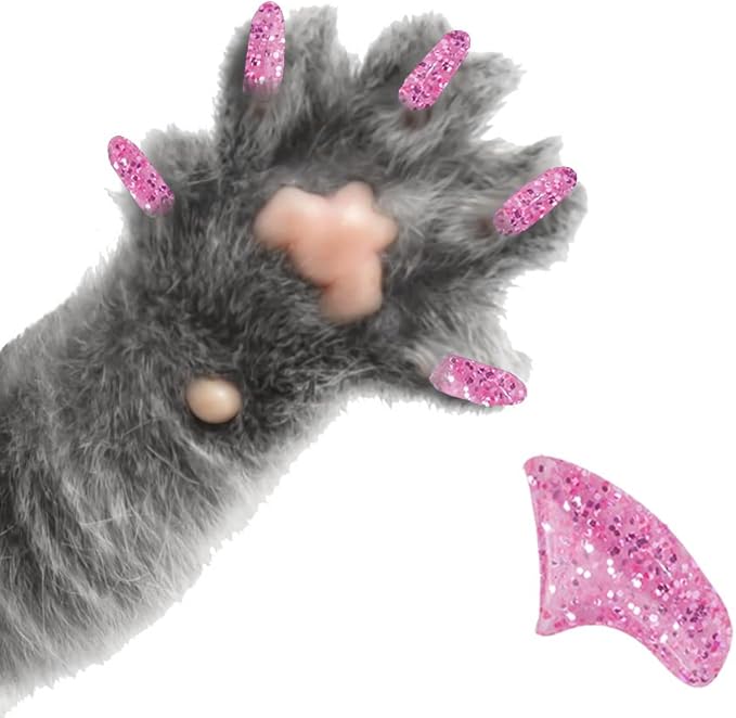 6 Month Piece Soft Nail Caps with Adhesive for Cat Claws - Antique Rose Glitter X-Small