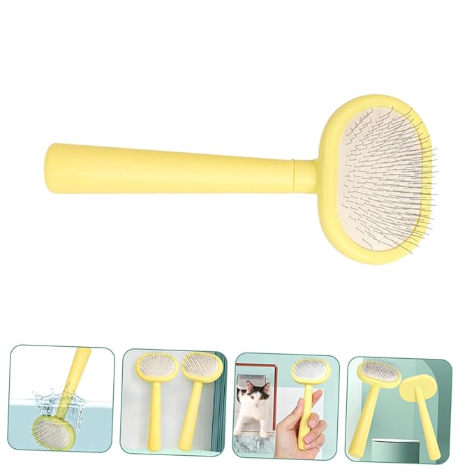 Yardwe Handle Cat Grooming Comb Ergonomic Pet Massage Brush for Shedding Loose Hair and Cleaning for Cats and Dogs Plastic Design