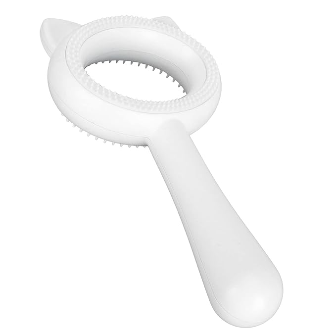Cat Grooming Brush Double Sided Deshedding Massage Pet Hair Removal Comb for Cats Dogs Multipurpose Self Cleaning Comfortable Handle Round Tips Easy Cleaning ABS Material 17x9cm (White)