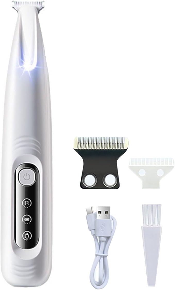 Peiiwdc Multibreeds Pet Paws Hair Trimmer with LED Light Ergonomic Low Noise Electric Hair Shaver Device for Grooming Supply Haircut Machine