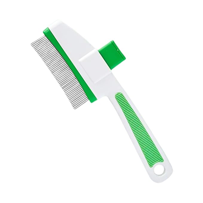 Cat Hair Brush for Dogs and Cats, Dog Grooming Supplies with Easy Release Button, Puppy Flea Cleaning Comb for Bathing Long and Short Hair Pets, Indoor Outdoor Removal, Soft Gentle Grooming Tool