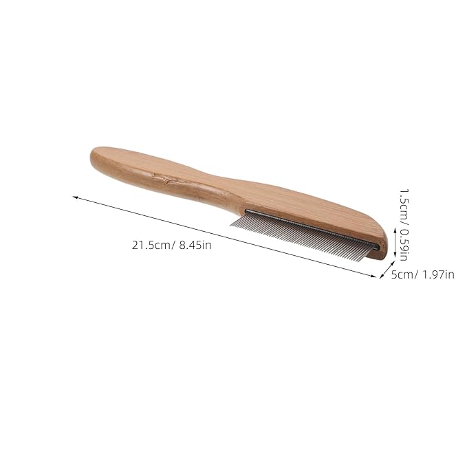 Pet Detangling Comb with Stainless Steel Teeth - Removing Matted Knots & Tangles - Detangler Tool with Wooden Handle for DIY Dog & Cat Grooming