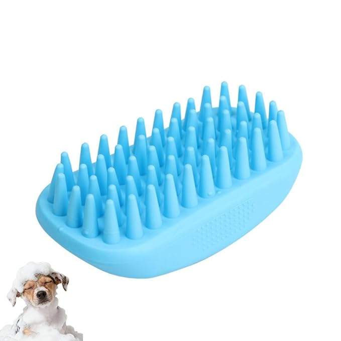Pet Bath Brush Dog Cat Massage Hairbrush Comb for Grooming Shower Scrubbing Shedding Massage Long Short Hair Pets Cats Dogs Supplies - Blue