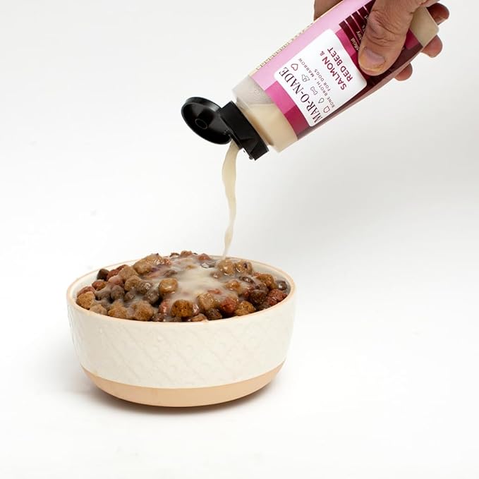 Bone Broth + Marrow Topper for Dogs - Salmon & Red Beet, 8 fl oz - Grain-Free, AAFCO-Compliant, Small-Batch Nutritional Topper