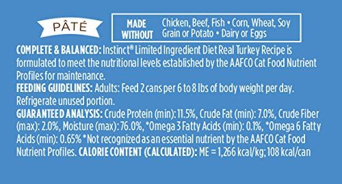 Instinct Limited Ingredient Diet, Natural Wet Cat Food, Grain Free Recipe - Real Turkey, 3 Ounce (Pack of 24)