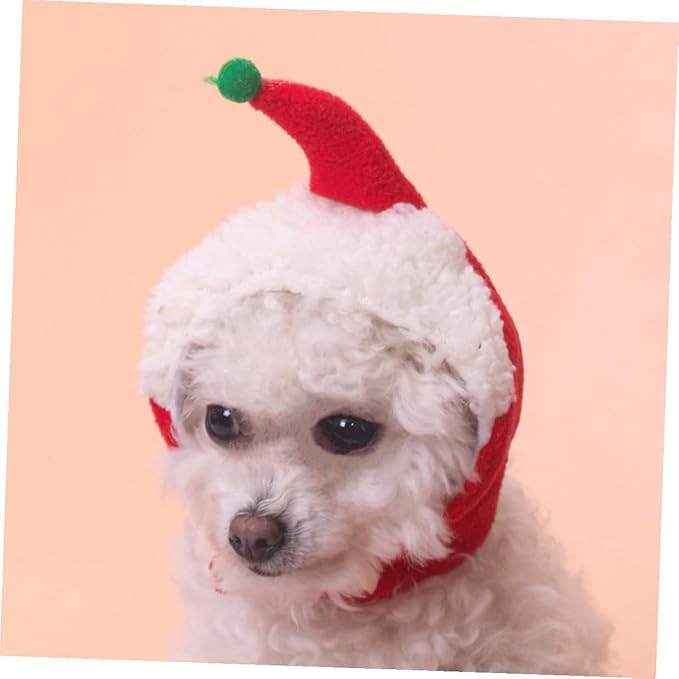 Christmas Pet Hat and Scarf Set, Decorative Dog Headdress Supplies, Warm Winter Photo Prop for Puppies and Small Dogs