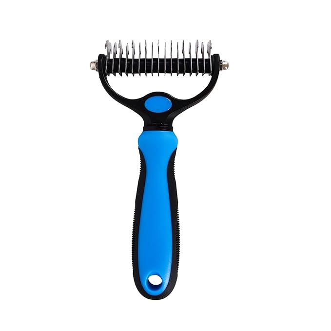 A Pet Double-sided Knot Comb Dog Comb Dog Comb Cat Beauty Hair Removal Cat Comb Pet Supplies(Blue,Large)