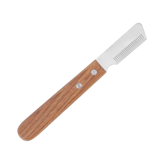 Shedding Tools Stripping Knife Safe Cat Grooming Comb with Wood Handle for Remove Floating Hair Dog Stripping Comb Stainless Steel Professional Pet Hair Removal Tool Dog Supplies