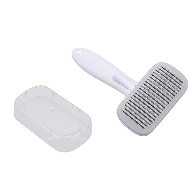 Cat Brush For Shedding, De Shedding Brush Dog Hair Dogs Cats Grooming Tool Self Cleaning Slicker Hair For Rabbit Massage Removes Loose Undercoat (Steel Wire Rubber Head Gray)