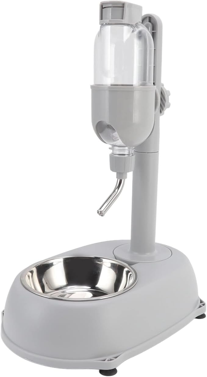 2 in 1 500ml Large Dog Water Bowl Dispenser, PP and ABS Automatic Dog Water Dispenser, Adjustable Pet Standing Water Dispenser Bowl for Cats and Others, 11 x 7.7 x 15.4in
