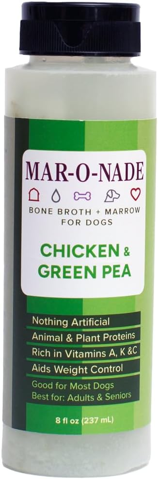 Bone Broth + Marrow Topper for Dogs - Chicken & Green Pea, 8 fl oz - Grain-Free, AAFCO-Compliant, Small-Batch Nutritional Topper