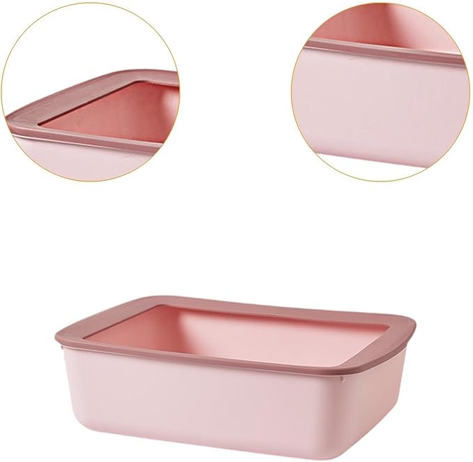 Open Top Pet Litter Tray, Easy Clean Cat Litter Box with Splash Guard, 16.14x12.20x4.92 Inch Indoor Cat Sand Box Toilet Basin-
