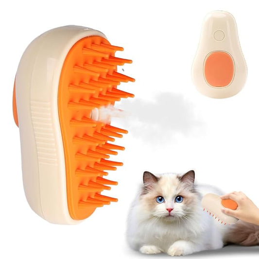 Cat Steam Brush, Steamy Pet Brush Water Brush for Cats and Dogs, Multifunctional Pet Hair Comb Cat Brush with Steam, Grooming Brush Spray Comb for Dogs and Cats (B- Beige)