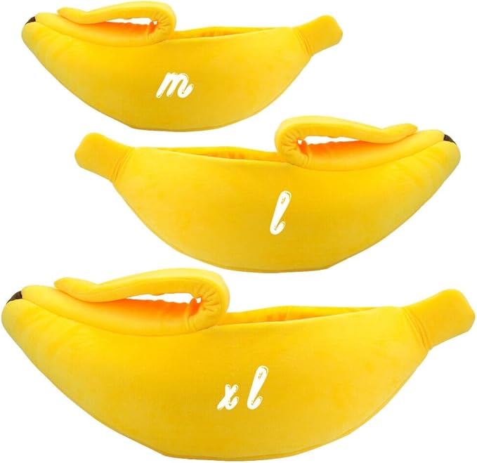 Banana Cat Bed for Kittens & Small Dogs – Funny Cute Yellow Plush Pet Cave, Cozy Indoor Hideaway for Puppies, Rabbits, and Small Pets