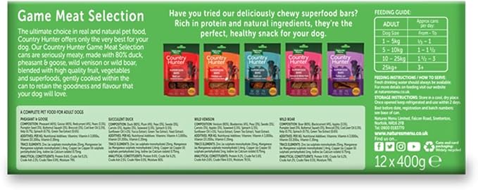Natures Menu Country Hunter Dog Game Meat Selection Tins 12x400g