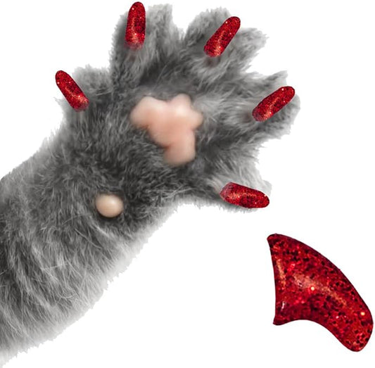 6 Month Piece Soft Nail Caps with Adhesive for Cat Claws - Candy Apple RED Small