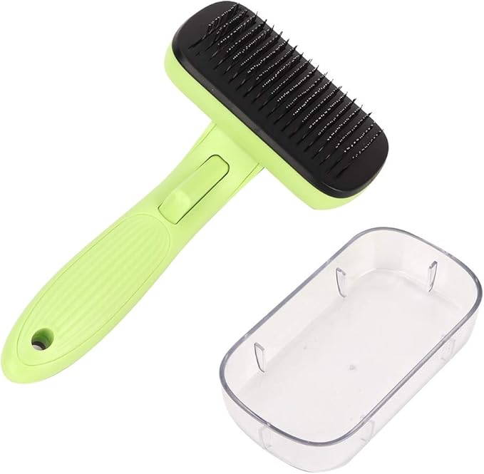 Cat Grooming Comb - Retractable Cat Brush with Release Button for Indoor Cats Shedding, Gently Removes Loose Undercoat - Automatic Cats Self Cleaning Slicker Brushes Tool