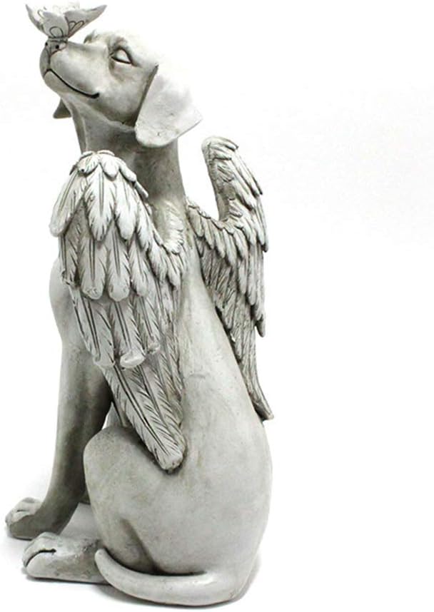 Angel Dog Memorial Statue,Pet Memorial Grave Marker Tribute Statue Garden Sleeping Dog Ornament Pet Passing Away Bereavement Presents Tribute Sculpture(Color:Grey)
