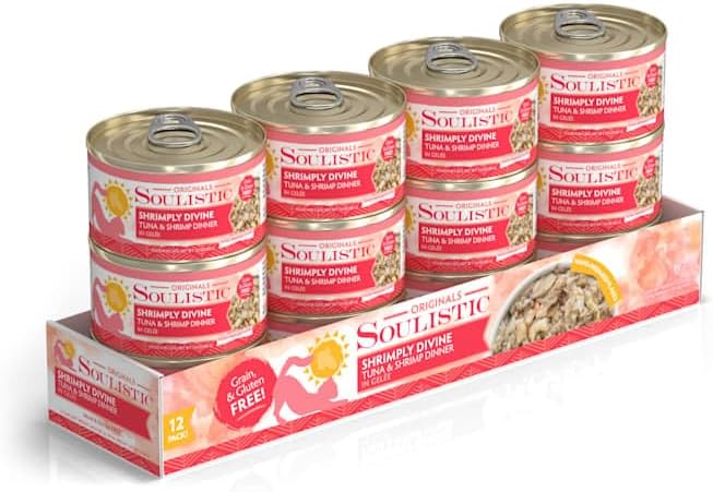 Soulistic Originals Shrimply Divine Tuna & Shrimp Dinner in Gelee Wet Cat Food, 3 oz., Case of 12
