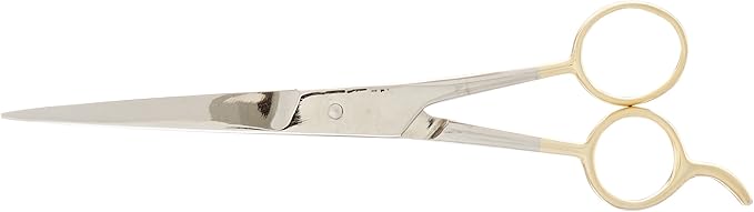 TAMSCO Hair Dressing Scissor with Finger Rest 7.5-Inch Half Gold Ice Tempered Stainless Steel Gold Handle Permanent Finger Rest 7.5-Inch