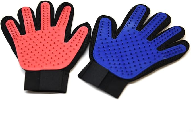 Pet Grooming Gloves – Professional Deshedding, Brushing & Cleaning Mitt Tool for Small, Medium & Large Dogs & Cats | Fur & Hair Remover | Soft Rubber Bristle Brush Prevents Mats