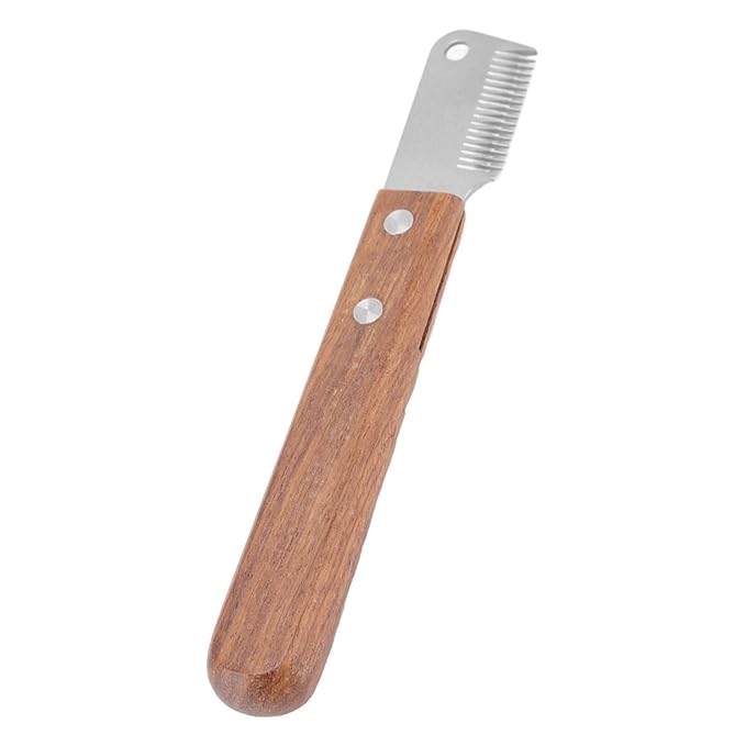 GLOGLOW Nan Dog Hairball Remover, Wooden Stainless Steel Stripping Knife, Professional Pet Grooming Tool for Dogs and Cats, Ideal for Grooming Border Terriers Dog Supplies