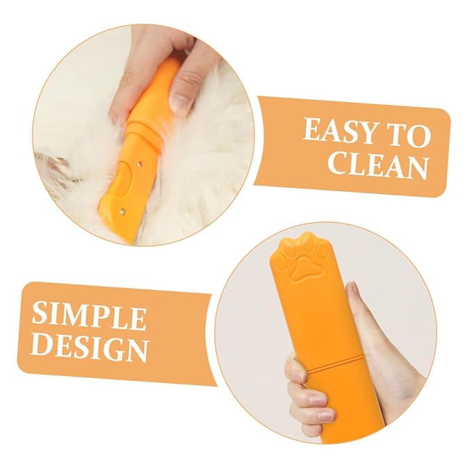 Cabilock Pet Comb for Cats and Dogs, Dematting Shedding Brush with Fine Teeth, Orange Plastic Grooming Hair Removal Tool for Small to Medium Pets