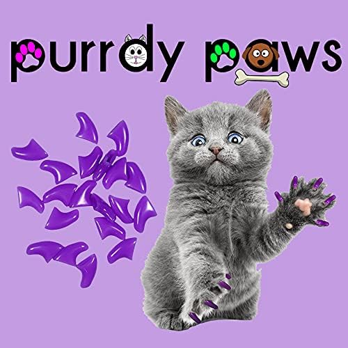 6 Month Supply Soft Nail Caps for Cats Purple Small - Extra Adhesives