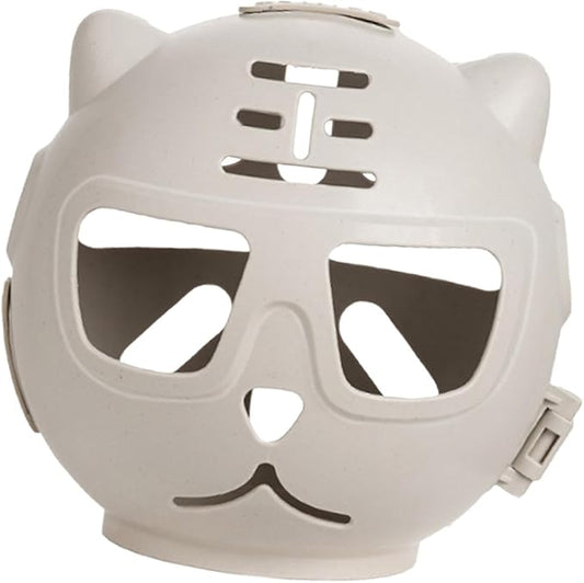 HouseVibe Breathable Cat Muzzle Mouth Cover Anti Bite Mask for Grooming Nail Trimming Bathing Travel Pet Supplies- Khaki White L