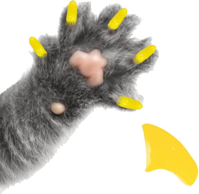 6 Month Piece Soft Nail Caps with Adhesive for Cat Claws - Sunny Yellow Large