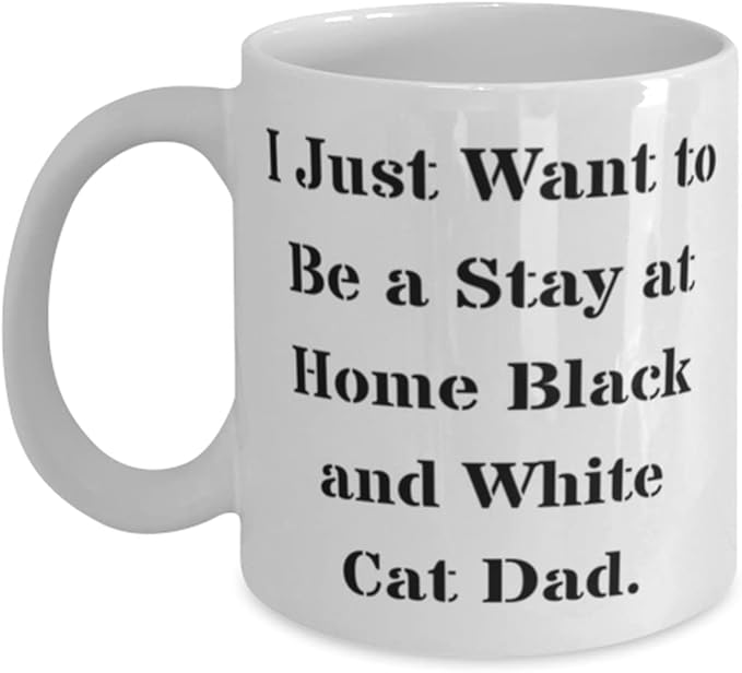Black and White Cat Gifts For Cat Dad, I Just Want to Be a Stay, Brilliant Black and White Cat 11oz 15oz Mug, Cup From Friends, Cat toys, Catnip, Scratching post, Litter box, Food bowl, Pet carrier