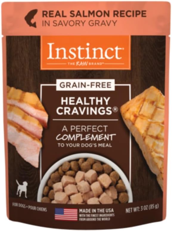 Nature's Variety Instinct Healthy Cravings Grain Free Real Salmon Recipe Natural Wet Dog Food Topper, 3 Ounce (Pack of 24)