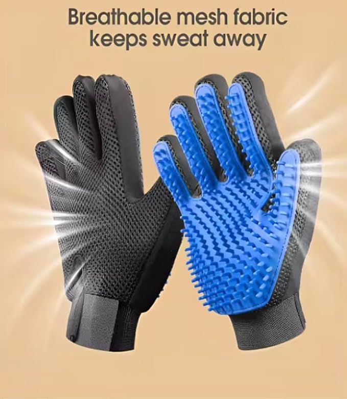Pet Grooming Glove – Dog and Cat Hair Remover, Deshedding Cleaning Glove with Massage Brush, Pet Grooming Supplies